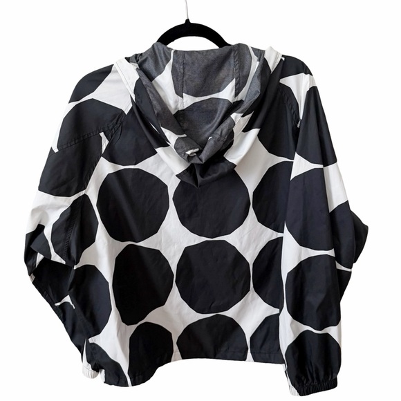 MARIMEKKO x UNIQLO Black White Packable Hoodie Rain Jacket Polka Dot Sz S - Picture 3 of 7